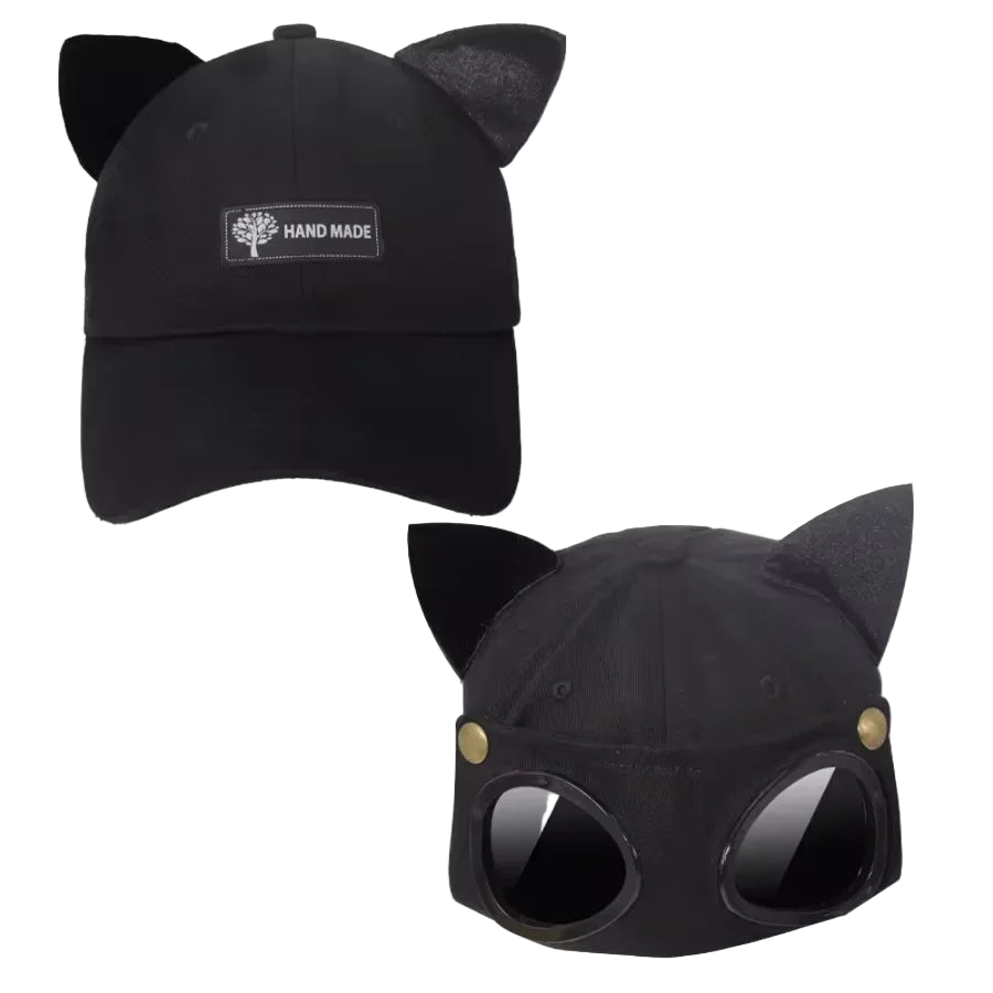 Cute cat ears glasses baseball cap