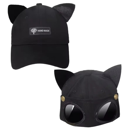 Cute cat ears glasses baseball cap