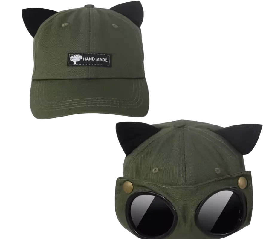 Cute cat ears glasses baseball cap